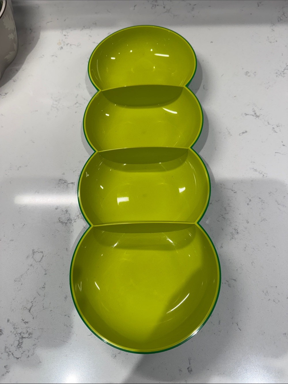 Tupperware Green 4-Section Serving Tray - Multipurpose Snack and Dip Server